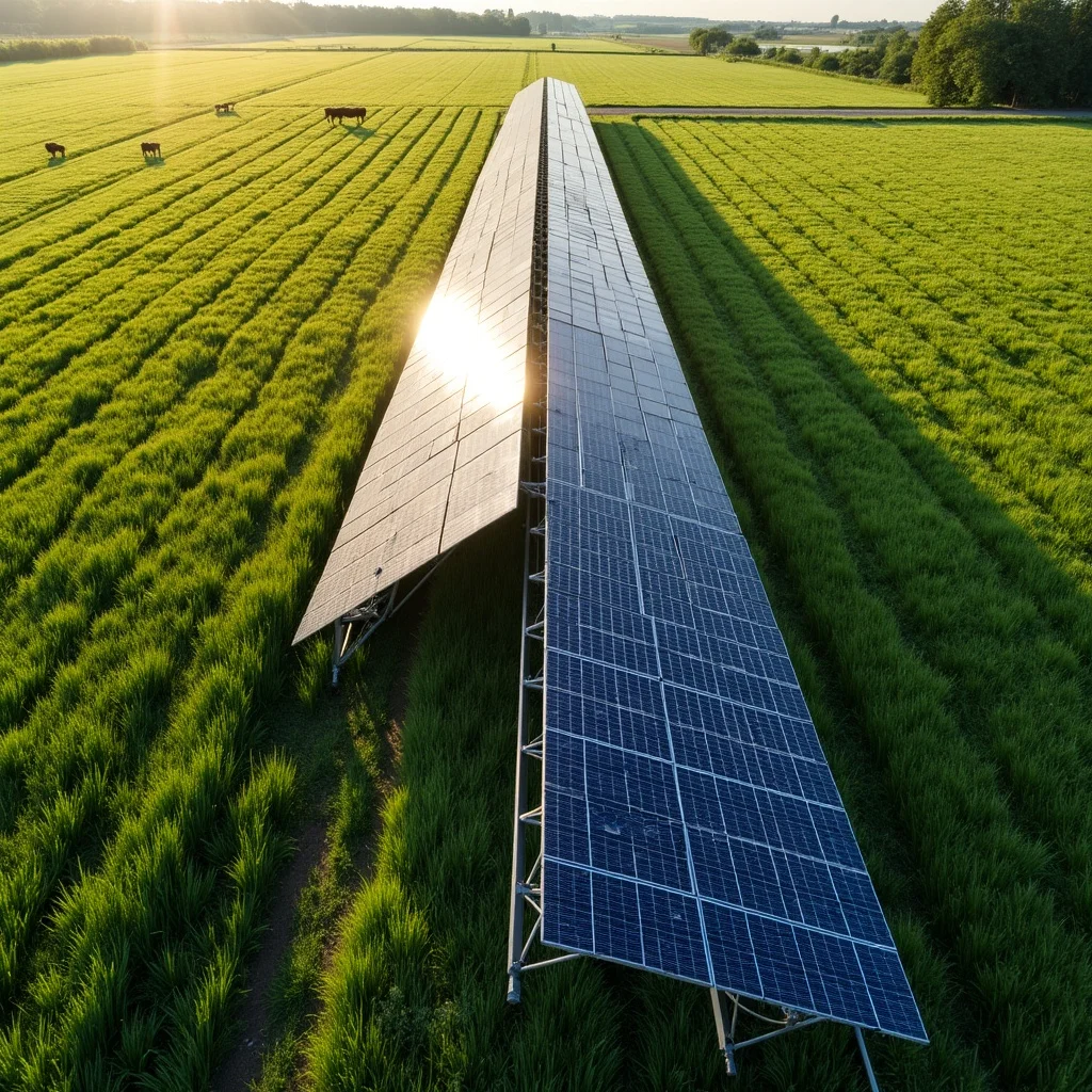 Agri-Photovoltaik: Solarmodule &uuml;ber landwirtschaftlicher Nutzfl&auml;che &ndash; doppelte Fl&auml;chennutzung f&uuml;r Strom und Ernte